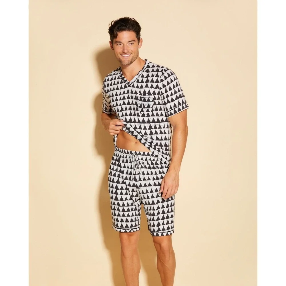 Cosabella Men's‎ Designer Pajama Set Black White Geometric Print L